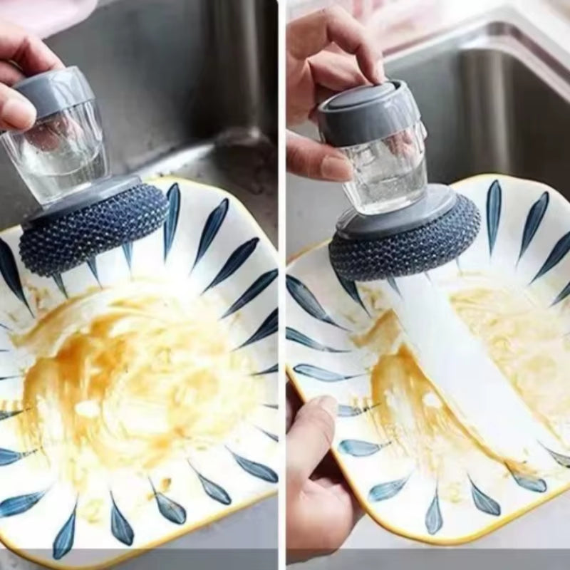 1-5Pcs Portable Wire Ball Dish Brush Stainless Steel Pot Wire with Dispenser Scrubber Home Kitchen Tableware Cleaning Supplies